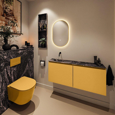 MONDIAZ TURE-DLUX Meuble toilette - 120cm - Ocher - EDEN - vasque Lava - position gauche - sans trou de robinet