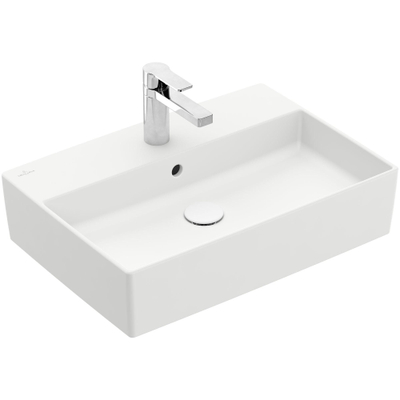 Villeroy & Boch memento 2.0 opzetwastafel - 60x42cm - met 1 kraangat - met overloop CeramicPlus - Stone White (mat wit)