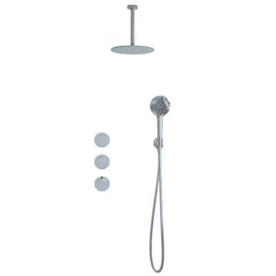 Fortifura Nebbio opbouw regendoucheset – Ø30 cm hoofddouche – 20 cm plafondbuis – 1-stands ronde handdouche – chroom