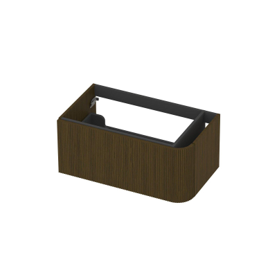 INK Concept R Wastafelonderkast - 80x45x35cm - 1 lade - opliggende grepen - gefreesd - afgeronde hoek rechts - MDF - shadow veneer