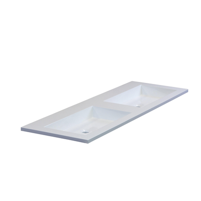 HR Badmeubelen Thin lavabo résine de synthèse 140,5x2x45,5cm double blanc mat zkrg