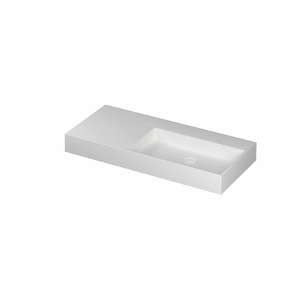 INK United lavabo - 100x45x11cm porcelaine à droite sans trou de robinetterie incl. bonde clic-clac en porcelaine et système de trop-plein caché - blanc mat