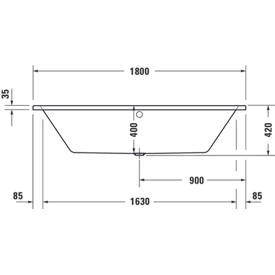 Duravit No.1 baignoire à encastrer 180x80cm acrylique Blanc
