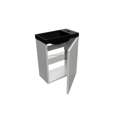 Arcqua Luna Fonteinset 54.3x39.7x21.8cm Glans Wit met marble fontein zonder overloop mat zwart