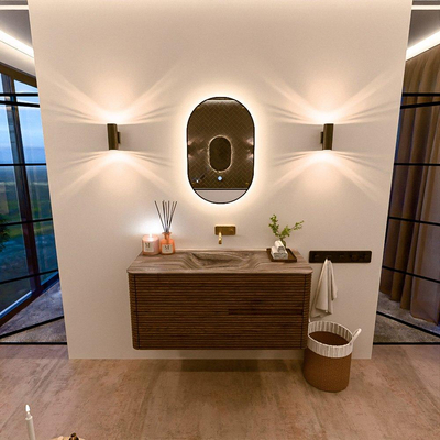 Mondiaz CIRO-DLUX Badkamermeubelset - 110x45x50cm - Solid surface wastafel Sombra - 1 wasbak Midden - zonder kraangaten - 2 lades - Dusk