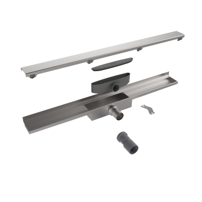 Easy Drain Compact 30 caniveau de douche mural zero plaque simple avec sortie latérale 6x90cm inox