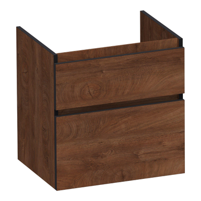 BRAUER Delight Edge wastafelonderkast 60 2 softclose lades - greeploos - 1 sifon uitsparing - Forest Cacao