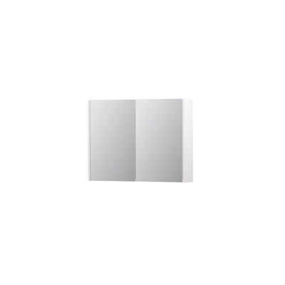 INK SPK1 armoire de toilette – 80 x 60 x 14 cm – 2 portes, portes-miroir double face – Blanc mat
