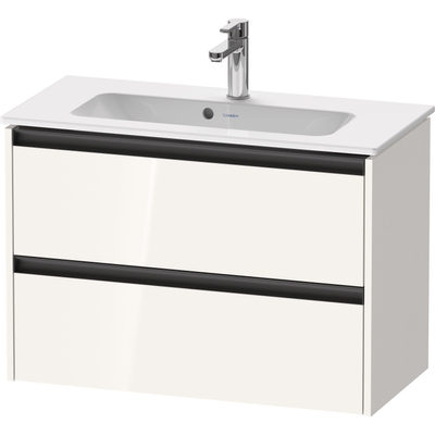 Duravit Ketho 2 meuble sous-lavabo avec 2 tiroirs 81x39x54.9cm avec poignées anthracite blanc brillant