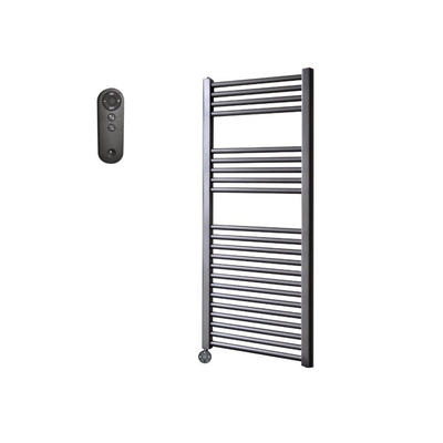 Sanicare HVS Elektrische Radiator - 111.8x60cm - 730W - met afstandsbediening - thermostaat - zwart - linksonder - gunmetal (antraciet)