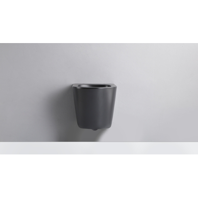QeramiQ Dely hangtoilet – spoelrandloos – diepte 51,7 cm – met 35 mm softclose zitting – mat zwart