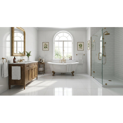 Baldocer Ceramica Blanco Vloer- en wandtegel - 80x80cm - gerectificeerd - gepolijst Wit