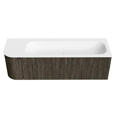 Mondiaz KURVE Badkamermeubelset - 145x46x40cm - 1 lade - 1 deur - wastafel solid surface - rechts - zonder kraangat - Shadow