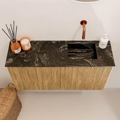 Mondiaz JOYA-DLUX 80cm meuble de salle de bains - couleur Oak - Vasque FAYE position Droite Sans trou de robinet couleur Lava.