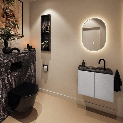 MONDIAZ TURE-DLUX 60cm toiletmeubel Plata. EDEN wastafel Lava positie midden. Met 1 kraangat.