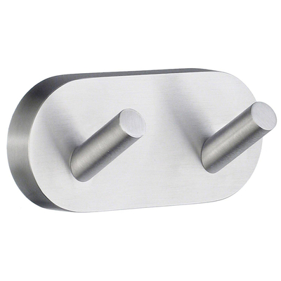 Smedbo Home Handdoekhaak - 9x4cm - dubbel - geborsteld chroom