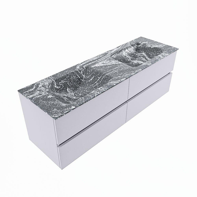 Mondiaz VICA-DLUX ensemble de meuble de salle de bain - 150cm - meuble sous-vasque cale - 4 tiroirs - lavabo encastrée cloud double - sans trous de robinet - version haute de 60cm - lave