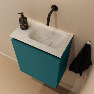 MONDIAZ TURE-DLUX Meuble WC 40 cm Smag. EDEN lavabo Opalo position droite. Sans trou de robinet.