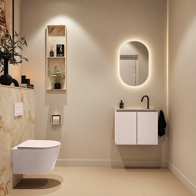 MONDIAZ TURE-DLUX Meuble toilette - 60cm - Rosee - EDEN - vasque Frappe - position centrale - 1 trou de robinet