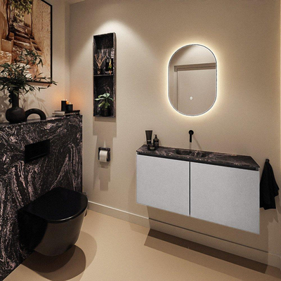 MONDIAZ TURE-DLUX Meuble toilette - 100cm - Plata - EDEN - vasque Lava - position centrale - sans trou de robinet