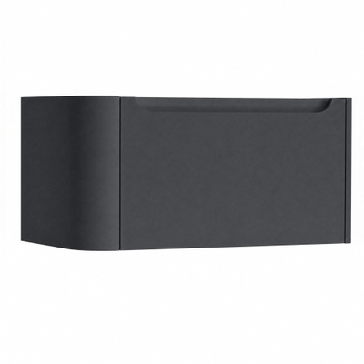 H&R Badmeubelen Juice Meuble sous-vasque - 80x45x40cm - angle gauche arrondi - 1 tiroir - poignée intégrée - anthracite mat