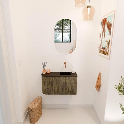 Mondiaz JOYA 71.6cm toiletmeubel - ronding links kleur Dusk - Wastafel FAYE positie Rechts Zonder kraangat kleur Urban.