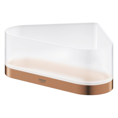 GROHE Selection Receveur de douche - 17x17x20x8.5cm - modèle d'angle - montage mural - brossé Warm Sunset/verre mat
