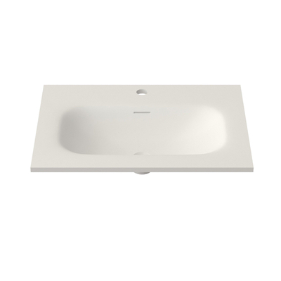 Saniclass Flow Meuble lavabo - 61x46x1.5cm - trop-plein - 1 vasque centrale - 1 trou de robinet - solid surface blanc mat
