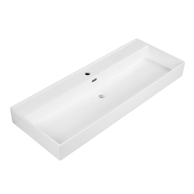 Saniclass Legend Lavabo pour meuble - 121x47x12cm - avec trop-plein - 1 vasque - 1 trou de robinet - céramique - blanc brillant