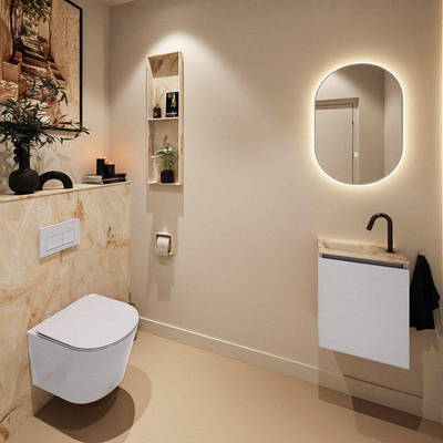 MONDIAZ TURE-DLUX 40cm toiletmeubel Cale. EDEN wastafel Frappe positie links. Met 1 kraangat.