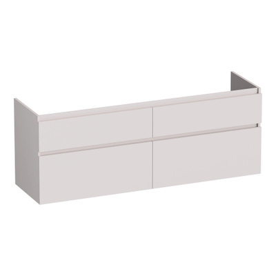 BRAUER Delight meuble sous-lavabo - 140x46x60cm - 4 tiroirs à fermeture en douceur - sans poignées - 2 découpes pour siphon - sable mat