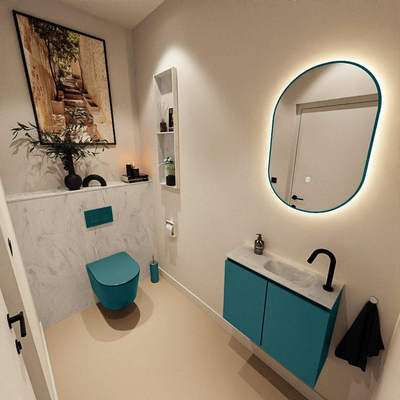 MONDIAZ TURE-DLUX Meuble de toilettes 60cm Smag. EDEN lavabo Opalo position droite. Avec 1 trou de robinet.