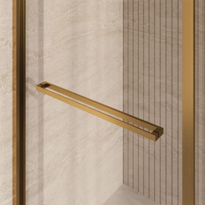 BRAUER Luminis Cabine de douche - 90x90x200 - 2 pièces pivotant vers l’intérieur - verre clair - réversible - incl. revêtement en verre - or brossé PVD