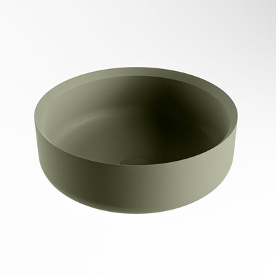 Mondiaz Coss Waskom - 36x36x13cm - rond - opbouw - Solid surface - Army
