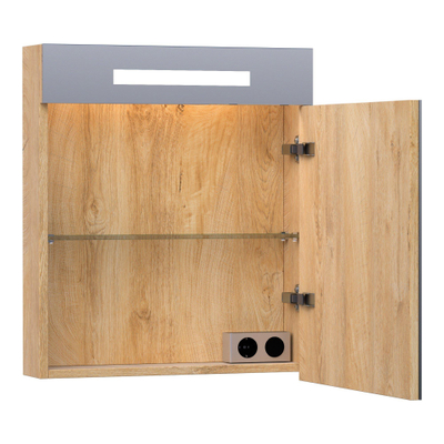 Miroir de toilette BRAUER Promise - 60x70x15cm -- avec éclairage direct 1 porte miroir simple à droite Forest Tan