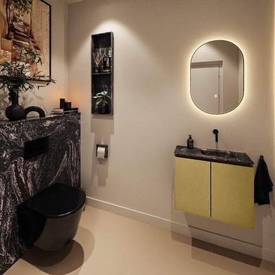 MONDIAZ TURE-DLUX Meuble toilette - 60cm - Oro - EDEN - vasque Lava - position droite - sans trou de robinet