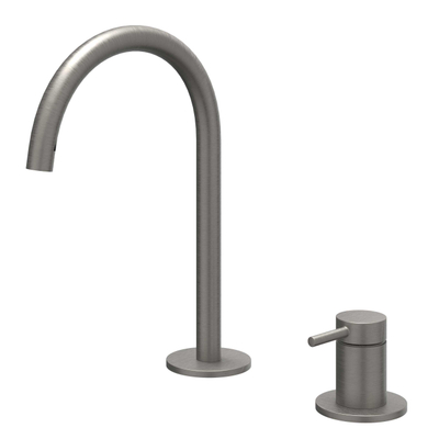 IVY Bond Mitigeur de lavabo - 2 trous - montage sur plage - bec - coldstart - Metal black brossé PVD