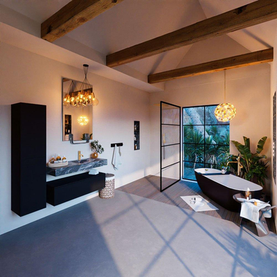 MONDIAZ ALAN - DLUX Ensemble de meubles de salle de bains - 110cm - armoire sous-vasque - Urban - 1 tiroir - lavabo suspendu - vasque à droite - 1 trou de robinet - Lava