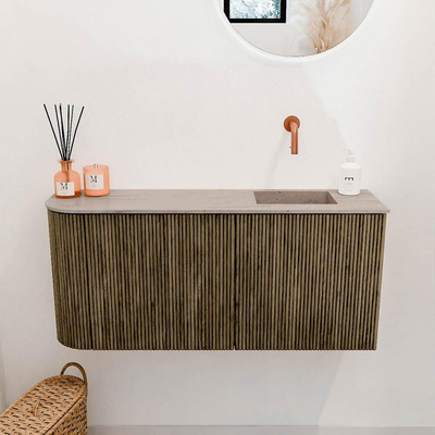 Mondiaz JOYA-DLUX 91.6cm toiletmeubel - ronding links kleur Dusk - Wastafel FAYE positie Rechts Zonder kraangat kleur Saba.