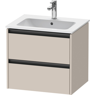 Duravit Ketho.2 Wastafelonderbouwkast - met 2 laden - 61x48x55cm - met grepen antraciet - taupe mat