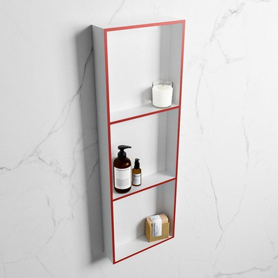 Mondiaz Easy nis 29.5x89.5x8cm voor Inbouw/opbouw 3 open vakken Solid surface Talc/Fire