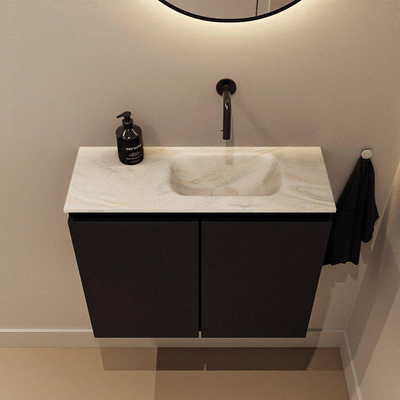 MONDIAZ TURE-DLUX Meuble de toilettes 60cm Urban. EDEN vasque Ostra position à droite. Sans trou de robinet.