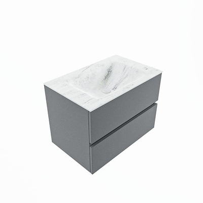 Mondiaz VICA-DLUX ensemble de meuble de salle de bain - 70cm - meuble sous-vasque plata - 2 tiroirs - lavabo encastrée cloud milieu - sans trous de robinet - version haute de 60cm - opalo