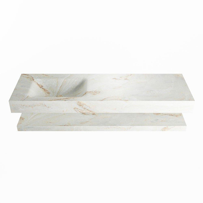 MONDIAZ ALAN - DLUX Badkamermeubelset - 150cm - planchet - Frappe - vrijhangende wastafel - wasbak links - 1 kraangat - Frappe