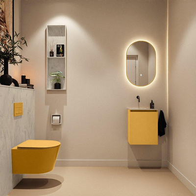 MONDIAZ TURE-DLUX 40cm toiletmeubel Ocher. EDEN wastafel Opalo positie links. Zonder kraangat.
