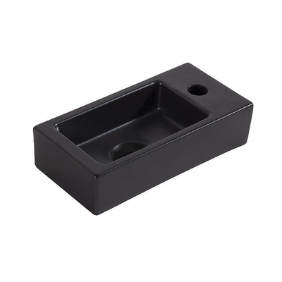 Wiesbaden Rhea S pack lave-mains – 36 x 18 x 9 cm – céramique noir mat – perçage à droite – robinet noir
