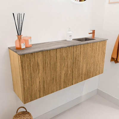 Mondiaz JOYA-DLUX 100cm meuble de salle de bains - couleur Oak - Vasque FAYE position Droite 1 trou de robinet couleur Oza.