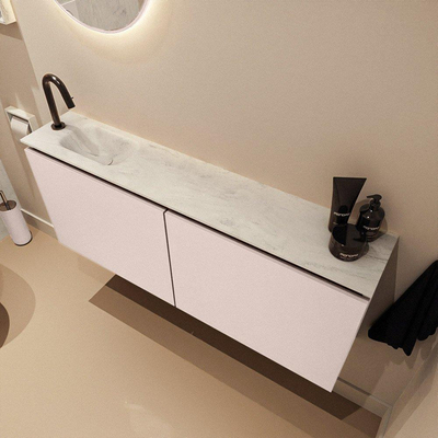 MONDIAZ TURE-DLUX 120cm toiletmeubel Rosee. EDEN wastafel Opalo positie links. Met 1 kraangat.