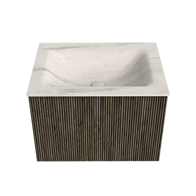 MONDIAZ KURVE-DLUX Meuble de salle de bains 60cm couleur Shadow avec 1 tiroir et 0 porte. Lavabo CLOUD Central 1 trou de robinet Meli.