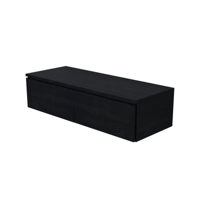 Arcqua living meuble 120x46x30cm 2 tiroirs sans poignée panneau de particules mélaminé chêne noir